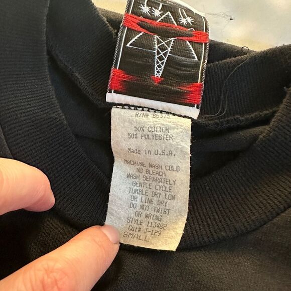 Vintage 80s KWBL Los Angeles Black Sunflower Embellished Short Sleeve T Shirt - Picture 6 of 12